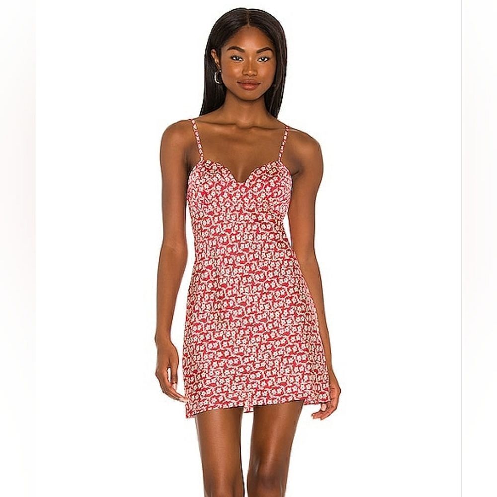 NWT Free People On Our Radar Cherry Combo Red Floral Mini Dress Size Small